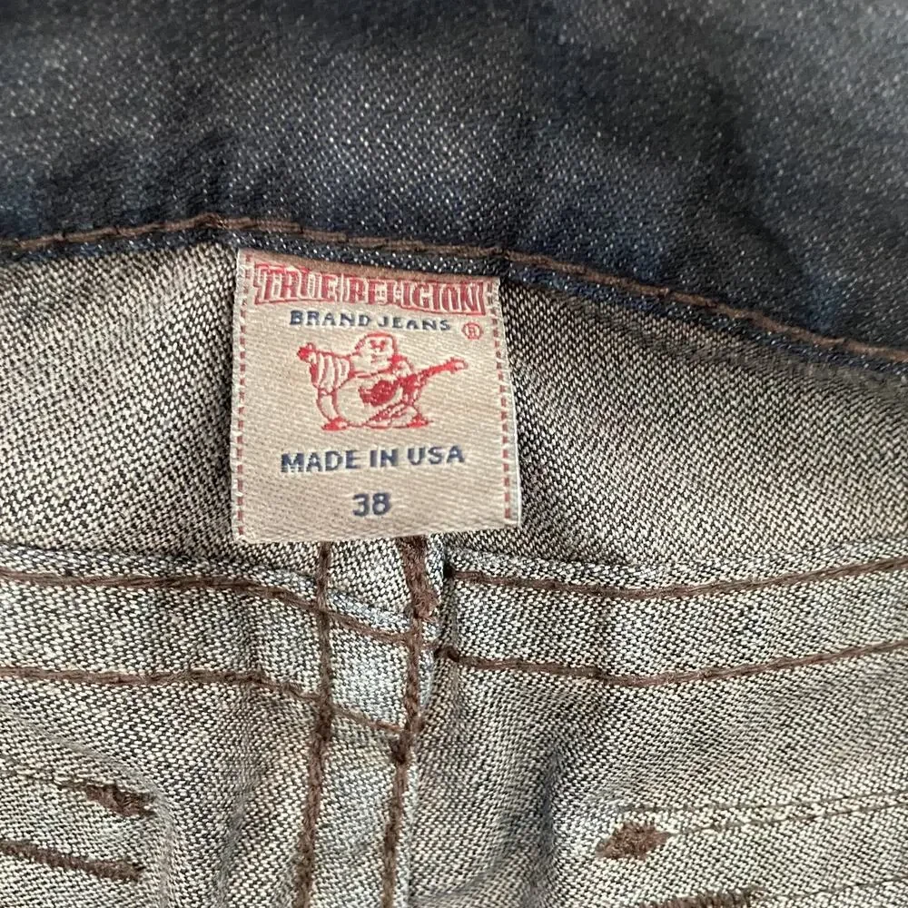 True Religion Shorts Adult 38 Blue Jean Rainbow Billy Denim Made In USA Mens